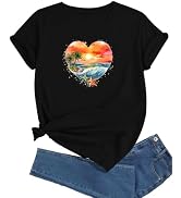J&DHUASHA Women's T-Shirt Short Sleeve Crewneck Graphic Tees Printed Casual Summer Tops