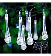 JMEXSUSS 2 Pack Solar Water Drop String Lights, Total 41.6FT 60 LED Solar Powered String Lights O...