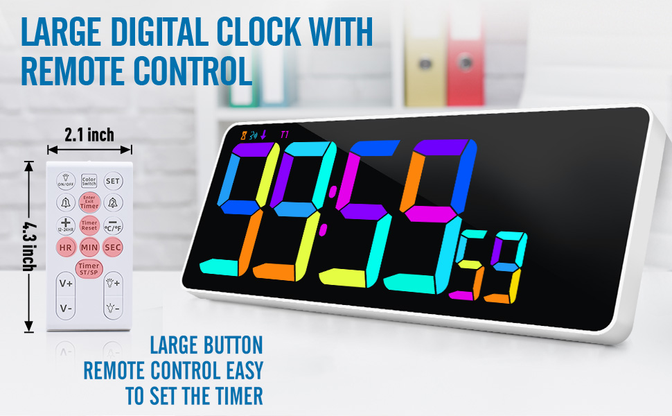 LARGE DIGITAL CLOCK TIMER WITH REMOTE CONTROL