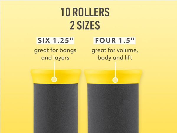 10 Rollers with two 1.25 inch and four 1.5 inch roller sizes