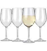 Lily's Home Unbreakable Chardonnay Wine Glasses, Made of Shatterproof Plastic and Ideal for Indoo...