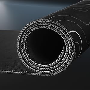 the stitched edges of black topo mouse pad