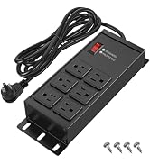 FENJIKRONIX Heavy Duty Surge Protector Power Strip Black, 6 Outlets, 4FT | 2500J Surge Protection...