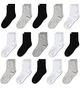 GENTABY Toddlers Kids Crew Socks 15 Pairs Boys Girls Socks Casual Athletic Dress Socks for Kids 1...