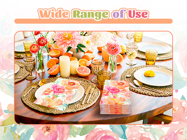 Watercolor Flower Paper Dinner Napkins