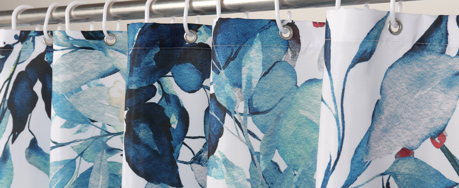 blue shower curtain