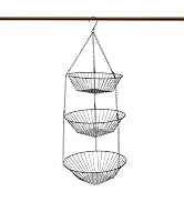 JUNCHU CHERRY 3-Tier Kitchen Wire Storage Basket Hanging Basket Fruit Storage