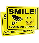 iSYFIX Smile You're on Camera Sign – 2 Pack Reflective 14x10 Inch – CCTV Security Only Signs, 40 ...