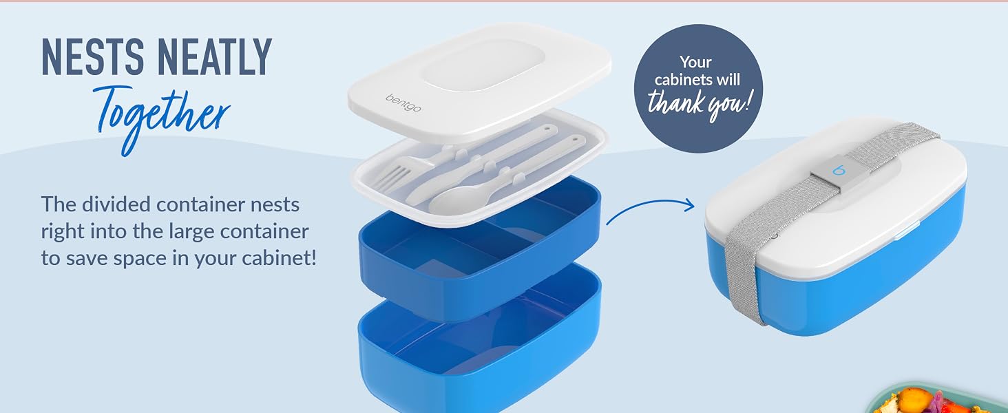 stackable containers, stackable lunch box, nested containers, nested lunch boxes, space-saving box