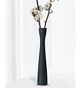 MZYOUHUO 16.5 Inch Tall Skinny Ceramic Flower Vase, Dark Gray, 100% Handmade, Excellent Quality, ...