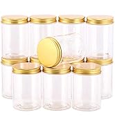 Tecbeauty 12-Pack 300ml Empty Large Refillable Clear Plastic Jars with Lids for Beauty Products, ...