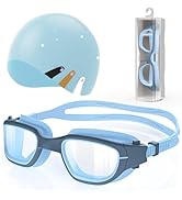 Zeligerstar Kids Swim Goggles with Silicone Swim Cap, Swimming Goggles for Kids 6-14, Anti-Fog UV...