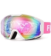 FEISEDY Ski Goggles, OTG Snow Sport Goggles for Adult Youth, Anti-Fog UV400 Protection Bendable D...