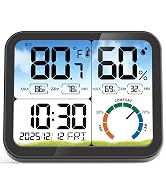 VOCOO Digital Indoor Room Thermometer - 5.8'' Extra Large Display Temperature Humidity Sensor wit...