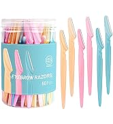 Eyebrow Razor for Women, 60 Pcs Dermaplane Razor for Women Face, Multipurpose Black Face Razors f...