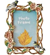 Pasiir Vintage Photo Frame 5x7, Hand Painted Floral Picture Frame with Metal Frame and High Defin...