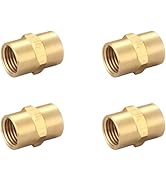 T TANYA HARDWARE Brass Coupling 1/4 Inch NPT Female x 1/4 Inch NPT Female Hex Head Pipe Fitting (...