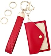 OHKYOOT Leather Wristlet Keychain,Wallet Keychain Car Key Chain with 3 Key Ring,Anti-Lost D Ring ...