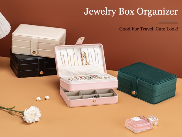 Travel Jewelry Box, PU Leather Small Jewelry Organizer for Women Girls,Travel Display Storage Holder