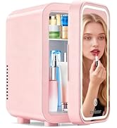 Enventor Mini Skincare Fridge Small Refrigerator for Bedroom, Beauty Fridge for Makeup with Dimma...