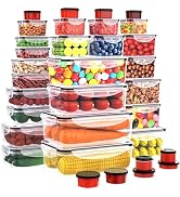 RockBerry 66 Pcs Large Food Storage Containers with Lids Airtight-Total 19075ML Stackable Kitchen...