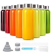 Sursip 10 oz Glass Juice Bottles, 8 Pack with Stainless Steel Lids – Reusable Small Glass Bottles...