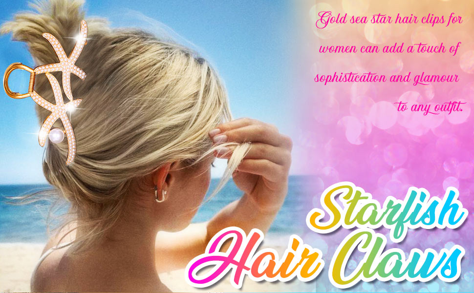 Starfish Hair Claw Clips Pearl Hair Clip Claw Gold Metal Hair Clips Rhinestone Hair Accessories