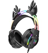 ONITOON Gaming Headset with Microphone, Deer Ears Headphones for PC Laptop PS4 PS5 Xbox Switch, R...