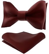 Adam Young Men's Self Tie Bow Tie with Pocket Squares Made of Sami-Glossy Satin Bowtie for Tuxedo...