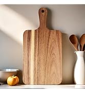 ZeQi Acacia Wood Cutting Board with Handle (13.8"L x 7"W), Wooden Cutting Boards, Chopping Board,...