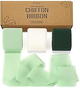 Chiffon Ribbon, 1.5in x 3 Rolls Total 24yd Handmade Chiffon Silk Ribbons Fringe & 15 Cards for Gi...