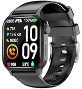 Black Smart Watche for Men/Women,1.85" fitness trackers with Heart Rate Monitor/Flashlight , IP67...