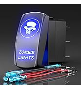 Rocker Switch Zombie Lights, Laser Etched Toggle Switch ON/Off SPST 5Pin 12V 24V Switch Jumper Wi...