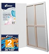 Stretched Canvases for Painting 36x48 Inch 2-Pack, 10 oz Triple Primed Acid-Free 100% Cotton Blan...