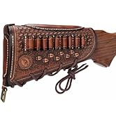 TOURBON Vintage Leather No Drill Cheek Rest Buttstock Protective Pouch, Hunting Shooting Recoil P...