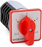 Baomain Changeover Switch HZ5D-20/4 M05.5-B 380V 20A 1-0-2 On-Off-On 3 Positions 20 Terminals Con...