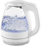 OVENTE Glass Electric Kettle Hot Water Boiler 1.5 Liter Borosilicate Glass Fast Boiling Counterto...