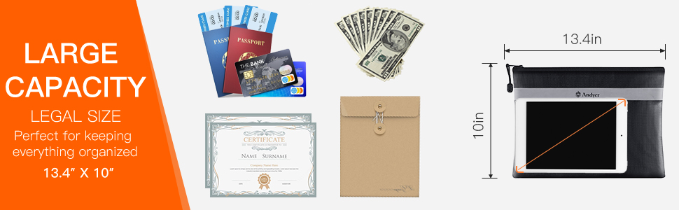 money organizer for cash fire proof/ waterproof safe box money bag for cash money holder for cash