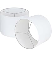 Wellmet White Set of 2 Drum Lampshades, Easy Assembly Required 18" Top x 18" Bottom x 12" High Re...