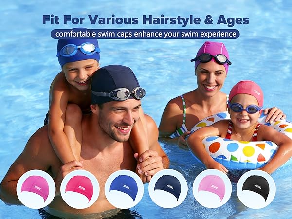 fabric swim caps