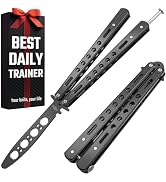 Butterfly Knife - Balisong Trainer - Black Practice Butterfly Trainer with Sure Spring Latch - Ba...