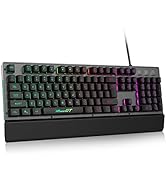 Gaming Keyboard,RaceGT Rainbow Backlit Wired Keyboard Mechanical Felling 104 Keys Full Size with ...
