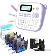 EazeID Label Maker with 5PK Tapes Laminated Color, Purple Label Maker Waterproof-Labels, Desktop ...