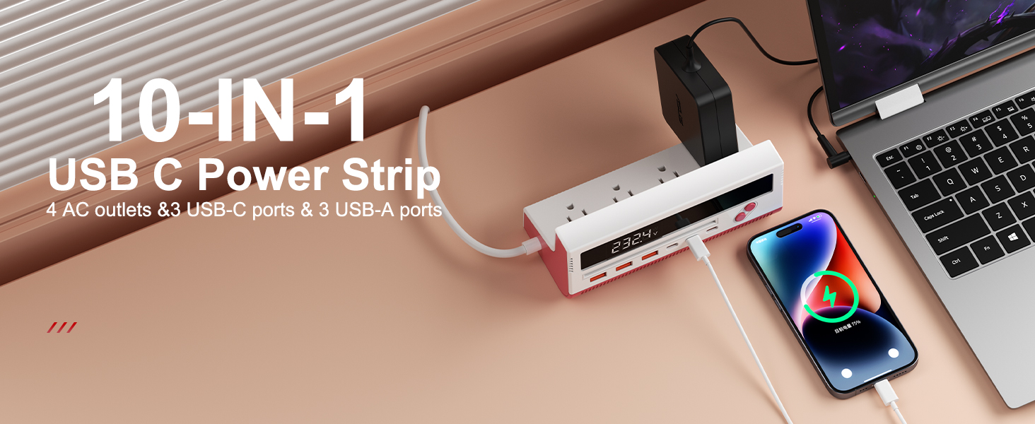 KWRNVO Power Strip with USB Ports, Retro Game-Inspired Power Strip for Work and Travel