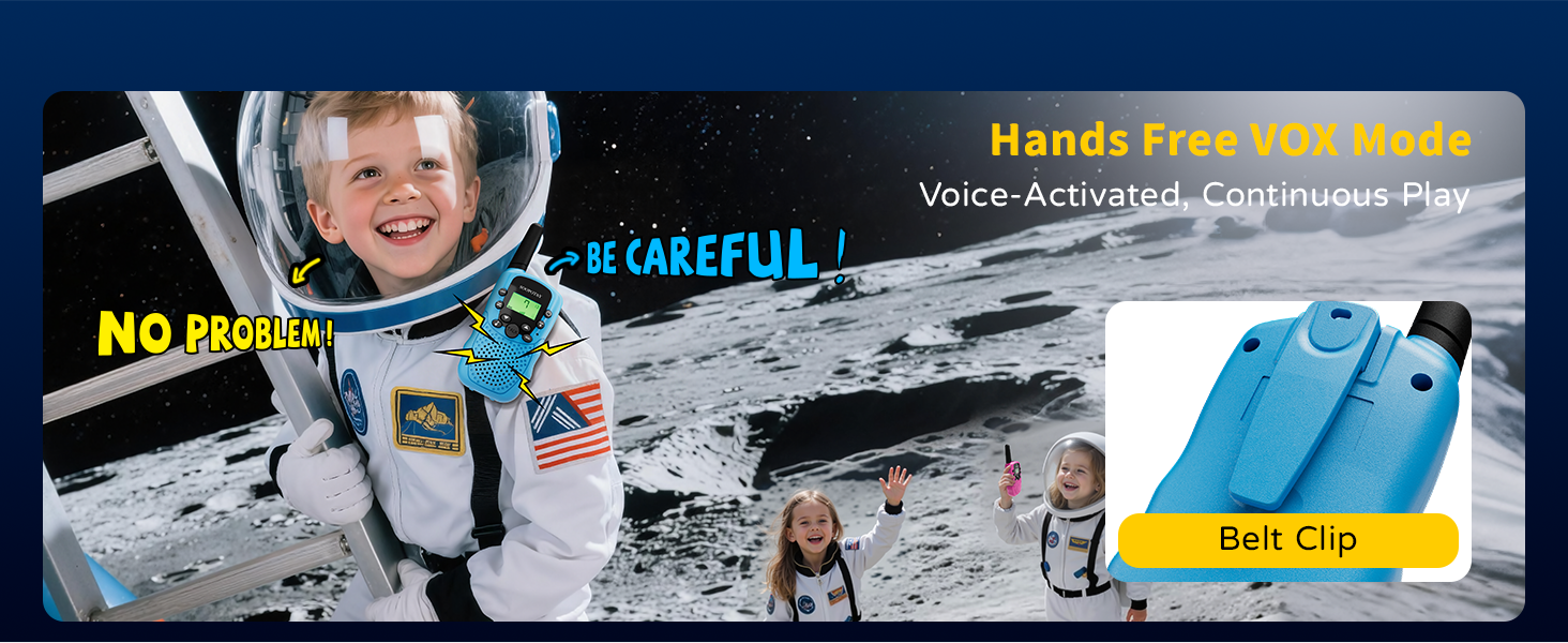 walkie talkies with hands free vox mode and belt clip