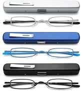 VEVESMUNDO Metal Reading Glasses Men Women Slim Lightweight Pocket Compact Readers with Case