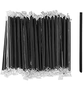 Disposable Black Plastic Boba Straws 9 Inch-11mm Extra Wide Diameter Individually Wrapped 600 Cou...