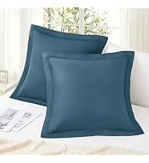 KKJIAF Dusty Blue 26x26 Euro Pillow Covers Set of 2, Soft & Cozy Cotton Euro Pillow Shams, Wrinkl...