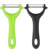 AUAUY 2-Piece Y-Shaped Swivel Vegetable Peeler, Non-Slip Ergonomic Handle, Stainless Steel Blade,...