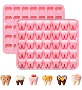 Tooth Shape Silicone Chocolate Molds, Pink, 35-Cavity, Set of 2, for Candy Gummy Ice, 7.64 x 6.14 in